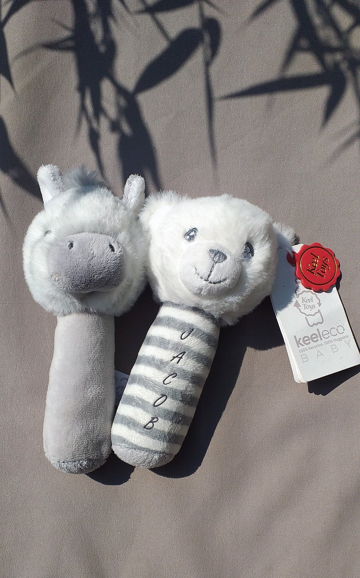 Personalised Keeleco baby rattle 100% recycled material