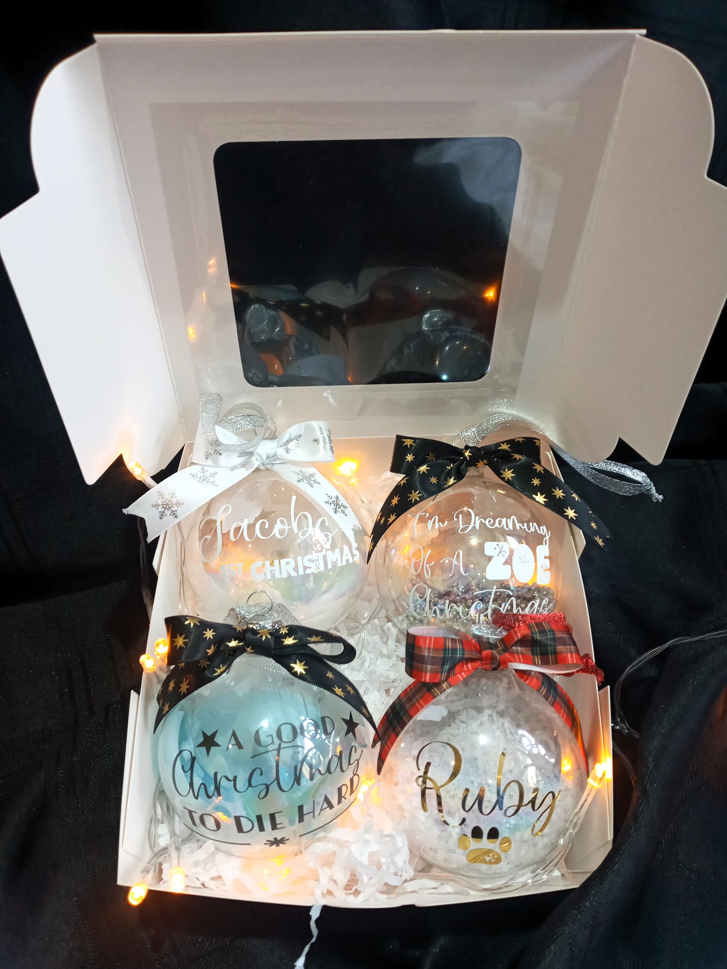 Personalised Glass Bauble 4 Pack