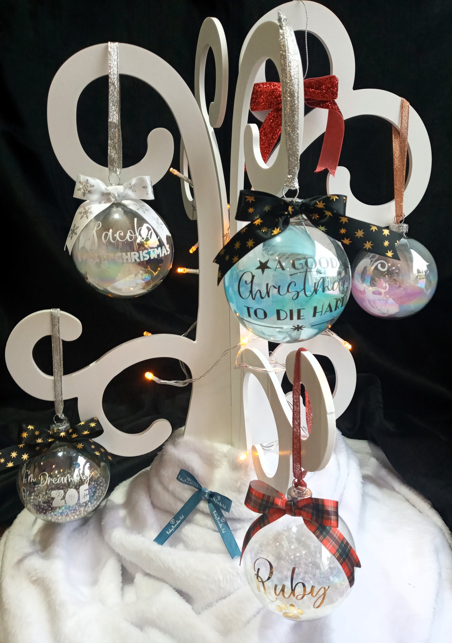 Personalised Glass Bauble 4 Pack