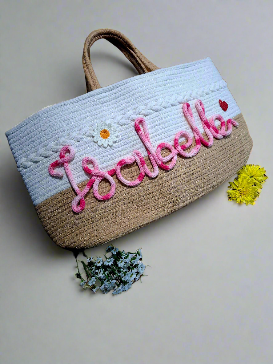 Personalised Nappy Caddy | Custom Baby Storage Basket with Name | Handmade Newborn Gift