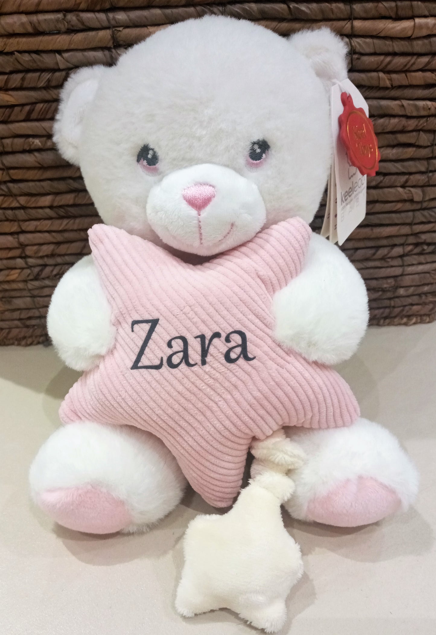 Personalised Keel-eco Baby Bear with Musical Star 20cm
