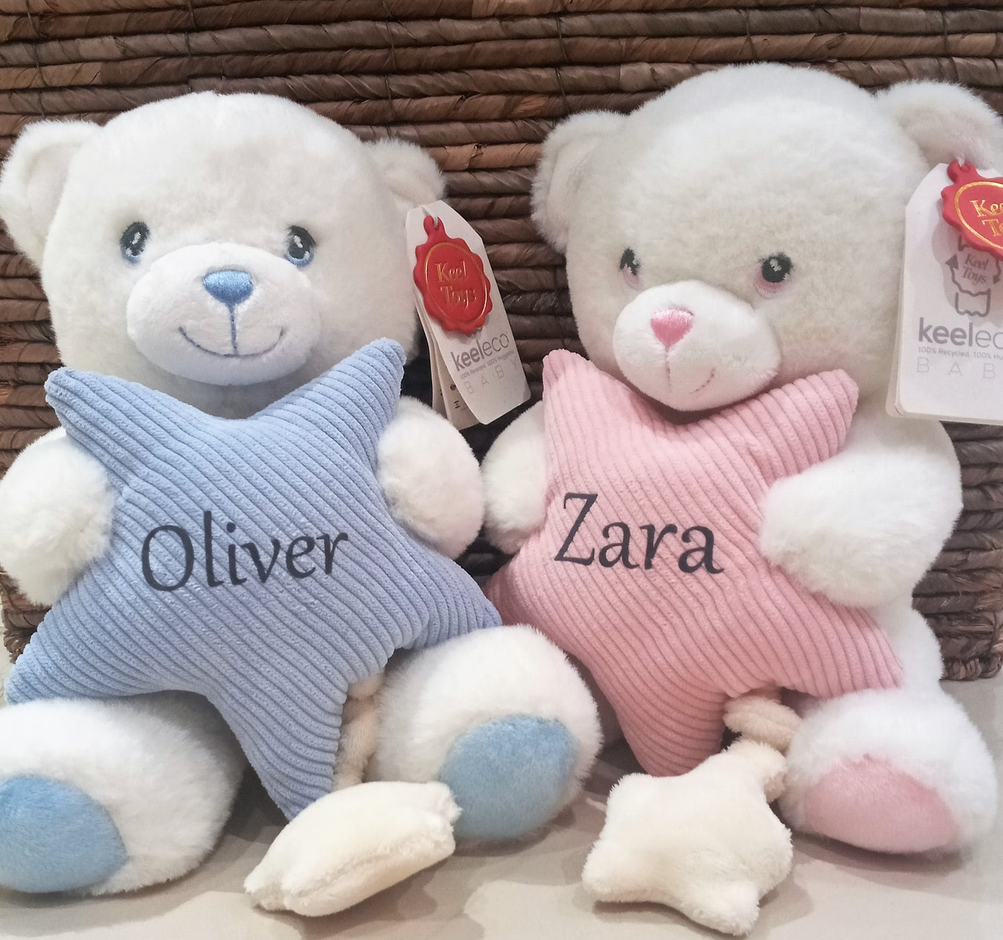 Personalised Keel-eco Baby Bear with Musical Star 20cm