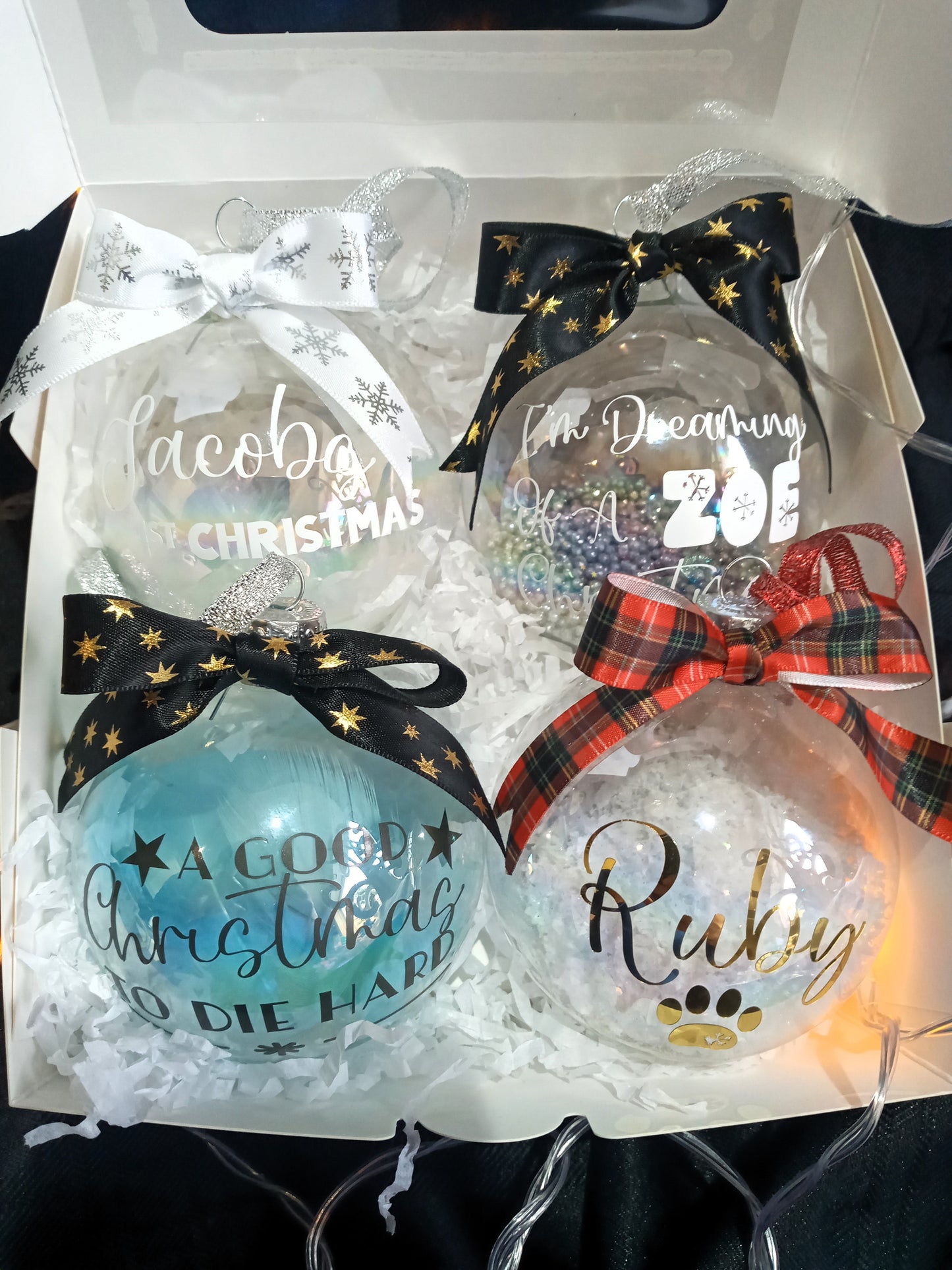 Personalised Glass Bauble 4 Pack