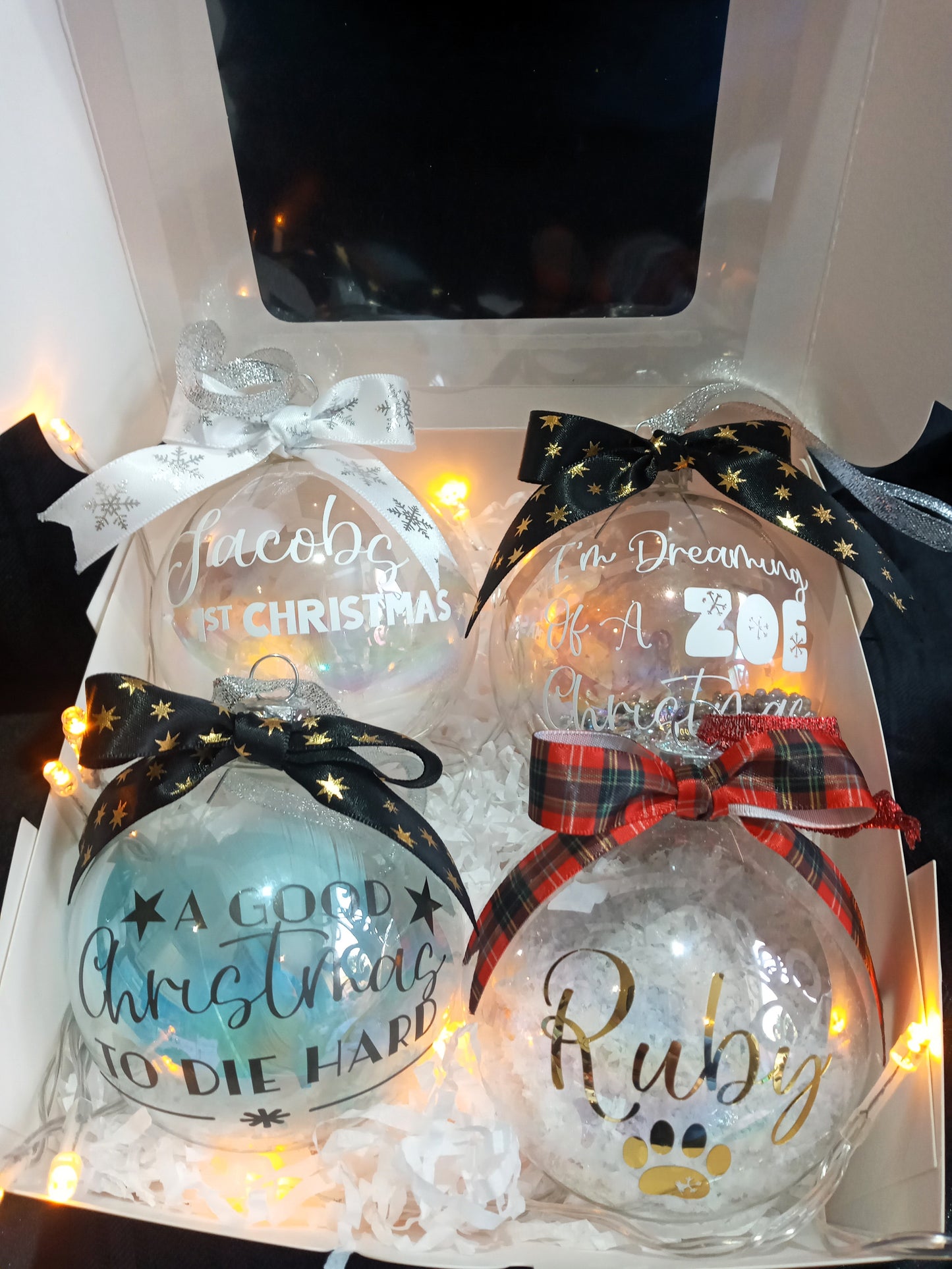Personalised Glass Bauble 4 Pack