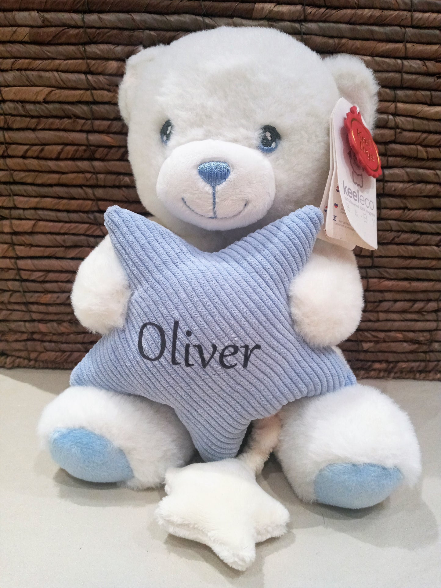 Personalised Keel-eco Baby Bear with Musical Star 20cm