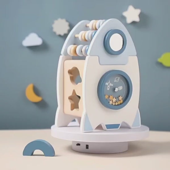 Wooden rocket toy set for toddlers