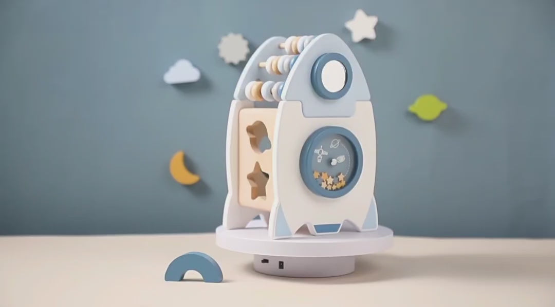 Wooden rocket toy set for toddlers